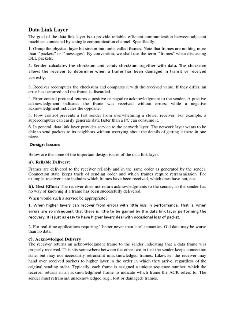 An InDepth Look at Data Link Layer Protocols, Framing Techniques