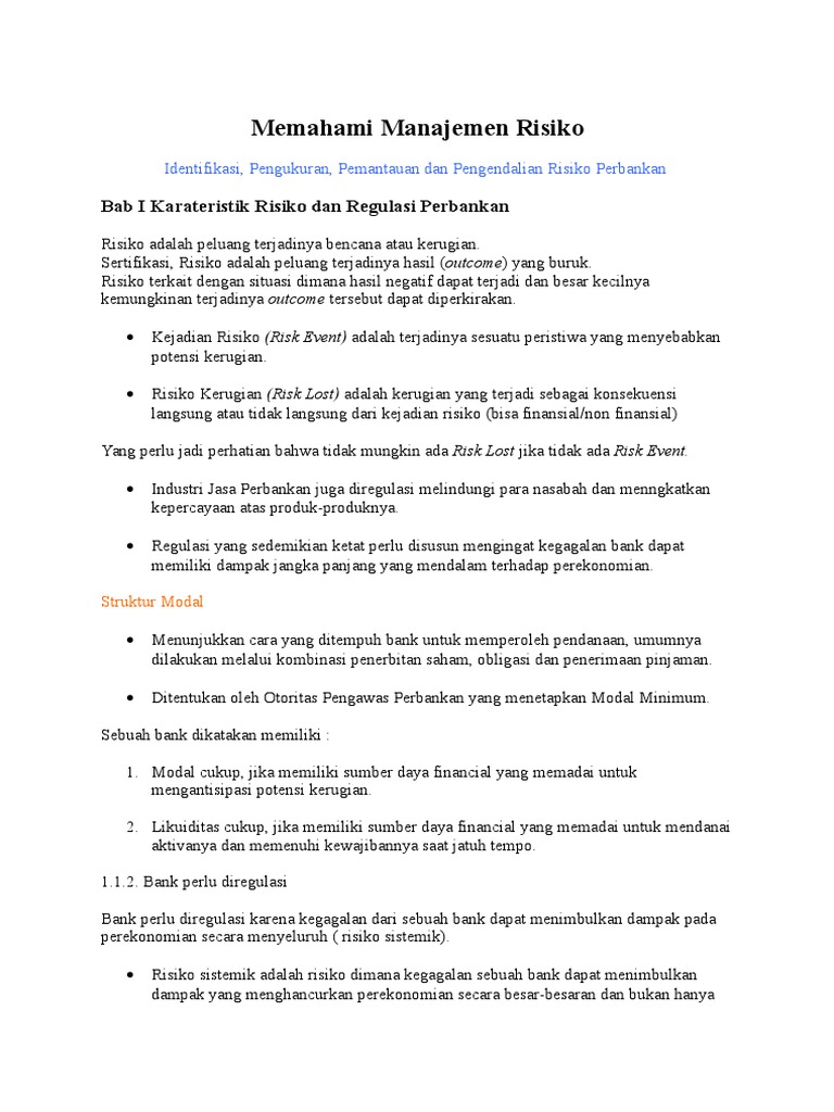 Memahami Manajemen Risiko Level 1 Pdf