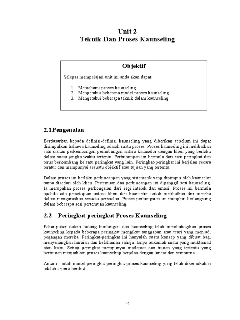 Unit 2 Teknik Dan Proses Kaunseling Pdf