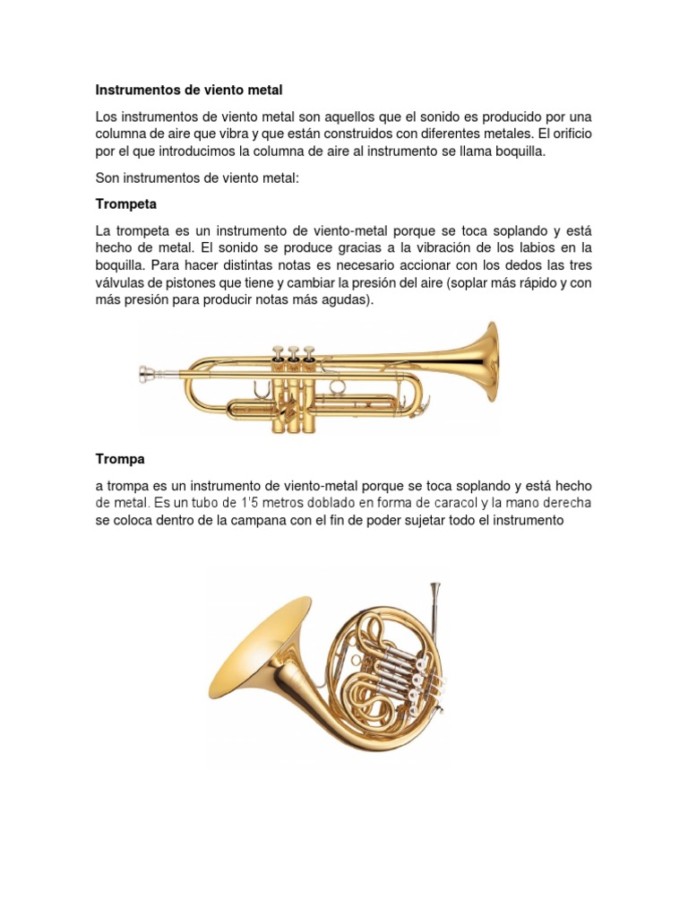 Instrumentos de Viento y Percusión Metal | PDF | Instrumentos de latón ...