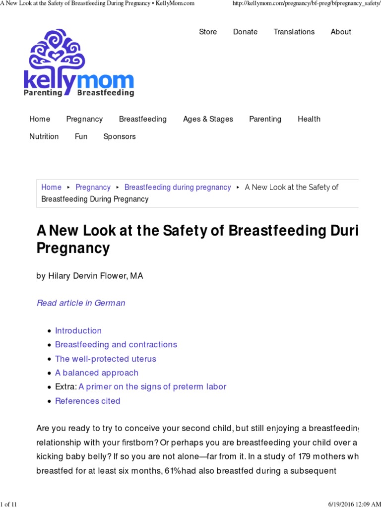 A New Look at The Safety of Breastfeeding During Pregnancy KellyMom