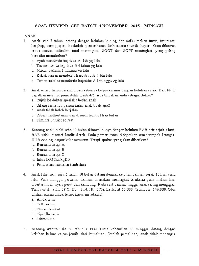 Soal Ukmppd Cbt Batch 4 November 2015 Minggu