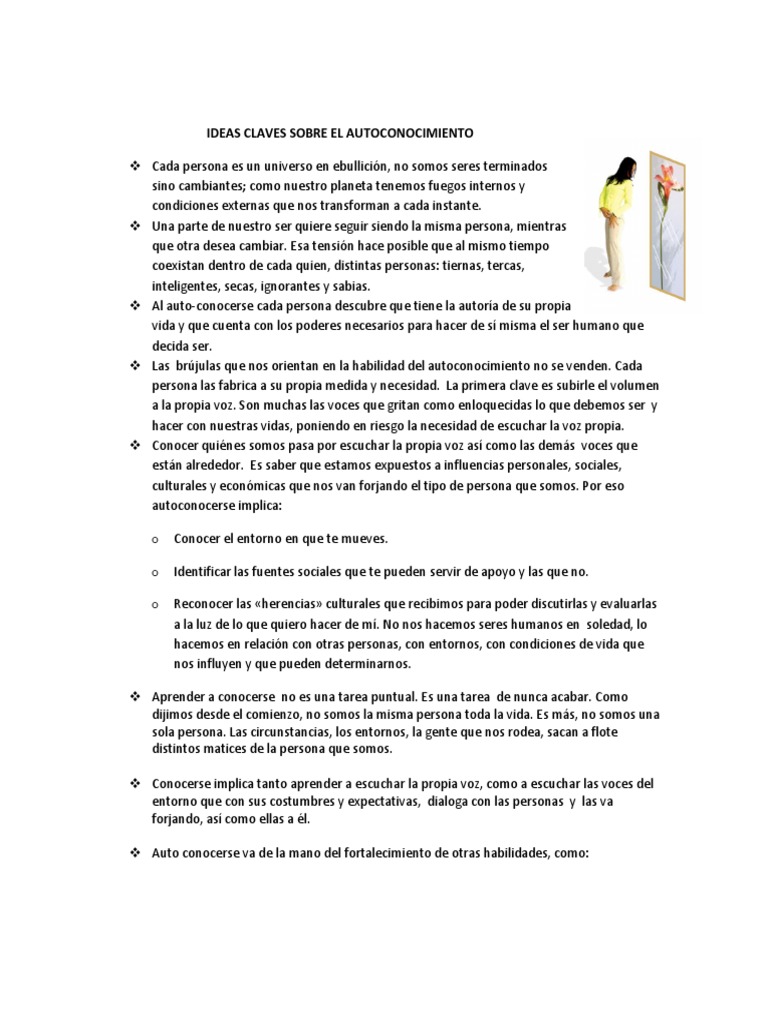 Ideas Claves Sobre El Autoconocimiento Pdf Conceptos Psicologicos