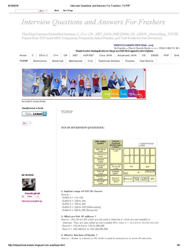 Interview Questions and Answers For Freshers TCP IP PDF