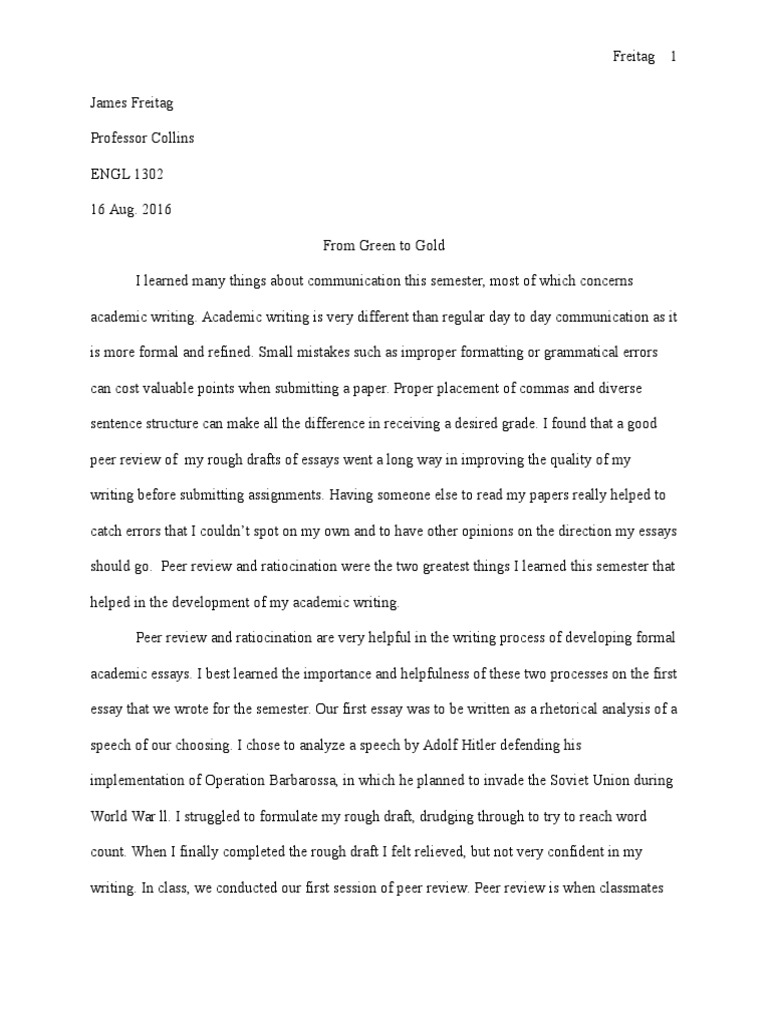 green to gold Essays Reason