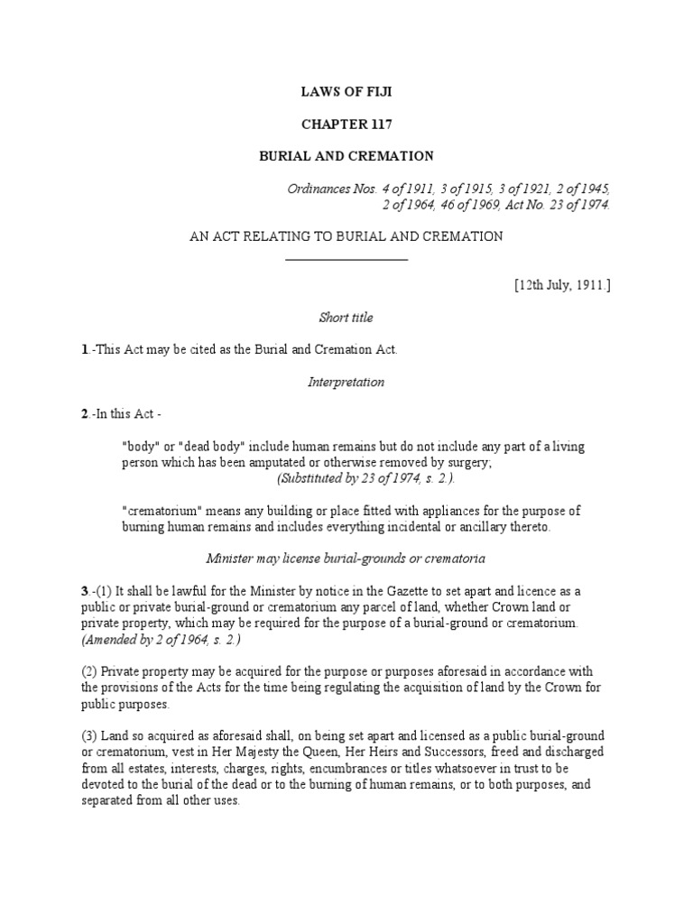 Burial and Cremation Act Overview | PDF | Burial | Cremation