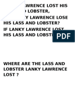 Lanky Lawrence Lost His Lass and Lobster