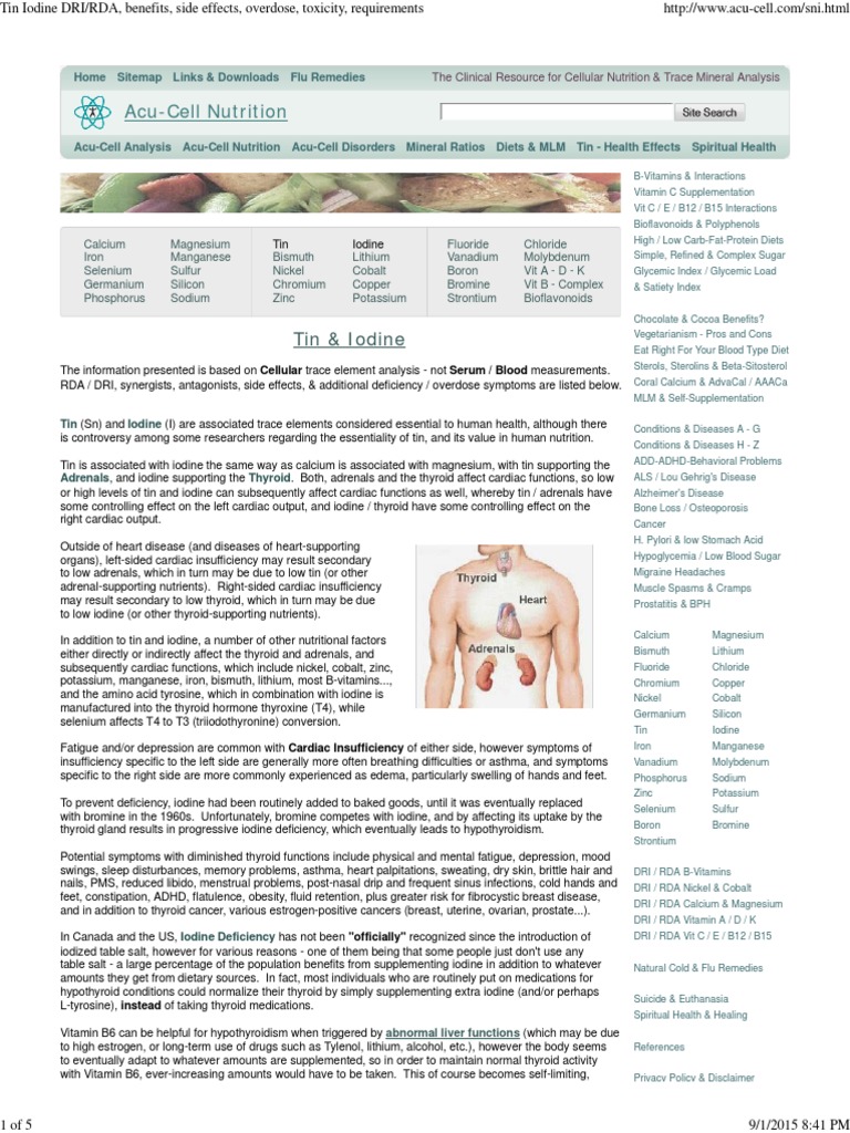 Tin Iodine DRI_RDA, Benefits, Side Effects, Overdose, Toxicity