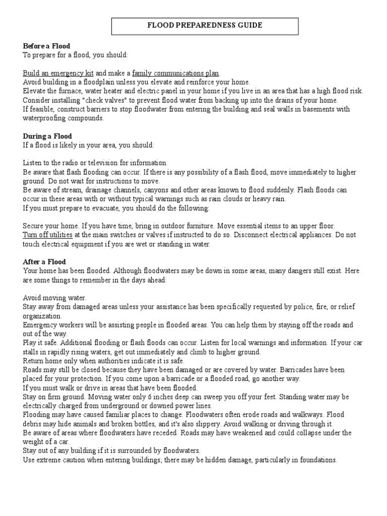 Flood and Fire Preparedness Guide | PDF | Flood | Disaster And Accident