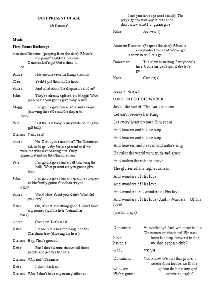 The Best Present of All: A Christmas Play | PDF | Joy To The World ...