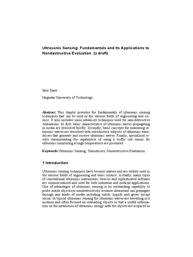 Ultrasonic Sensing Fundamentals and Applications | PDF | Ultrasound | Waves