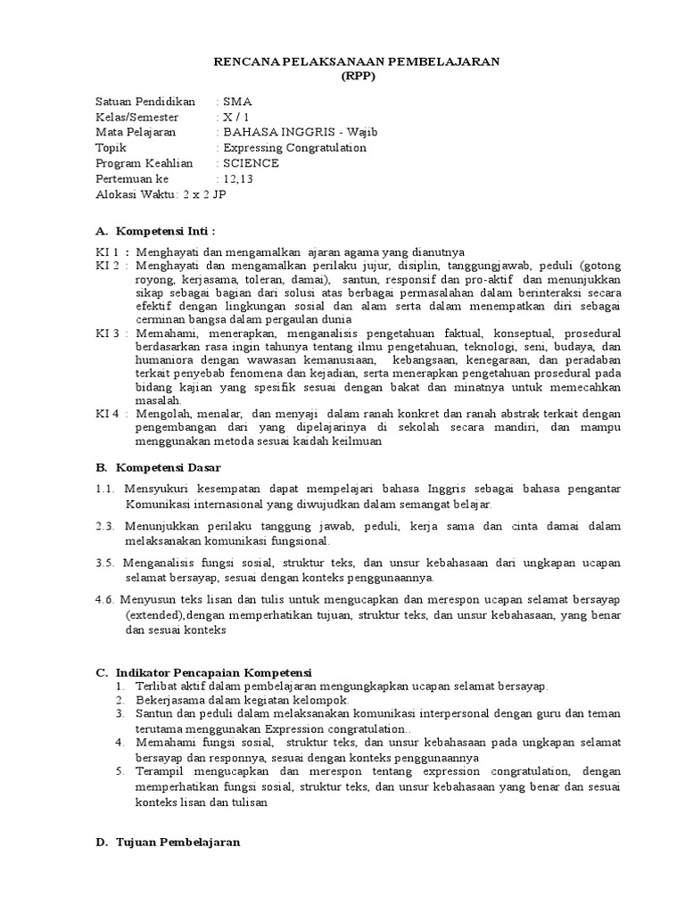 Rpp Sma 10 K13 Expressing Congratulation