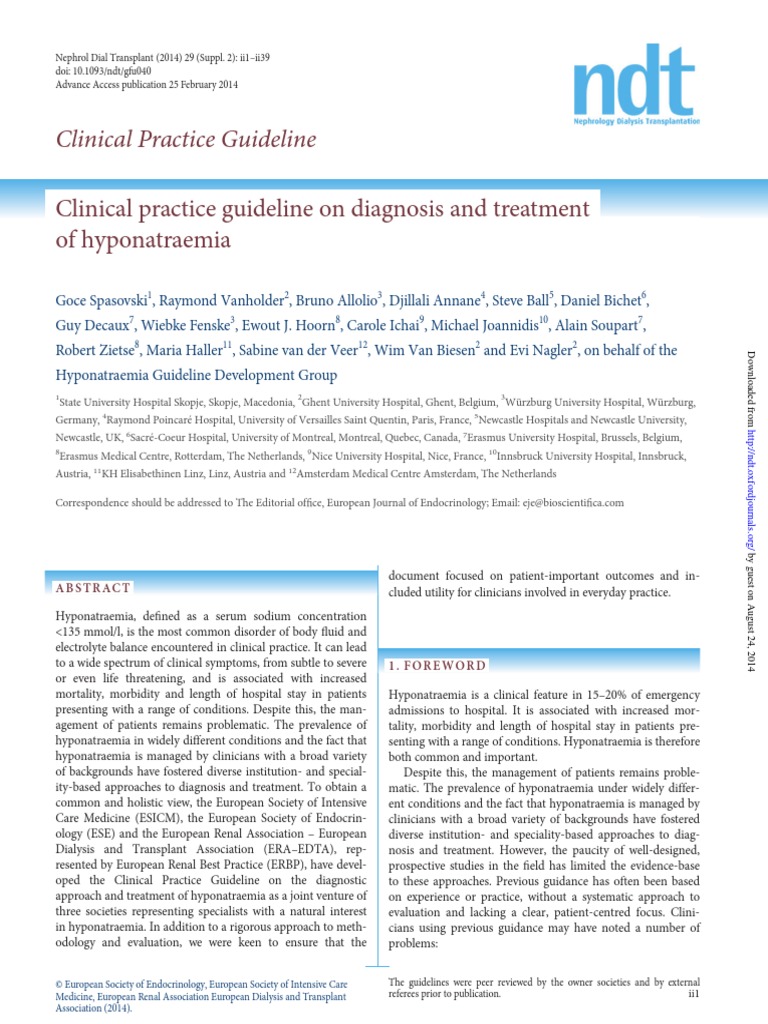 Journal Hyponatremia PDF Evidence Based Medicine Medicine
