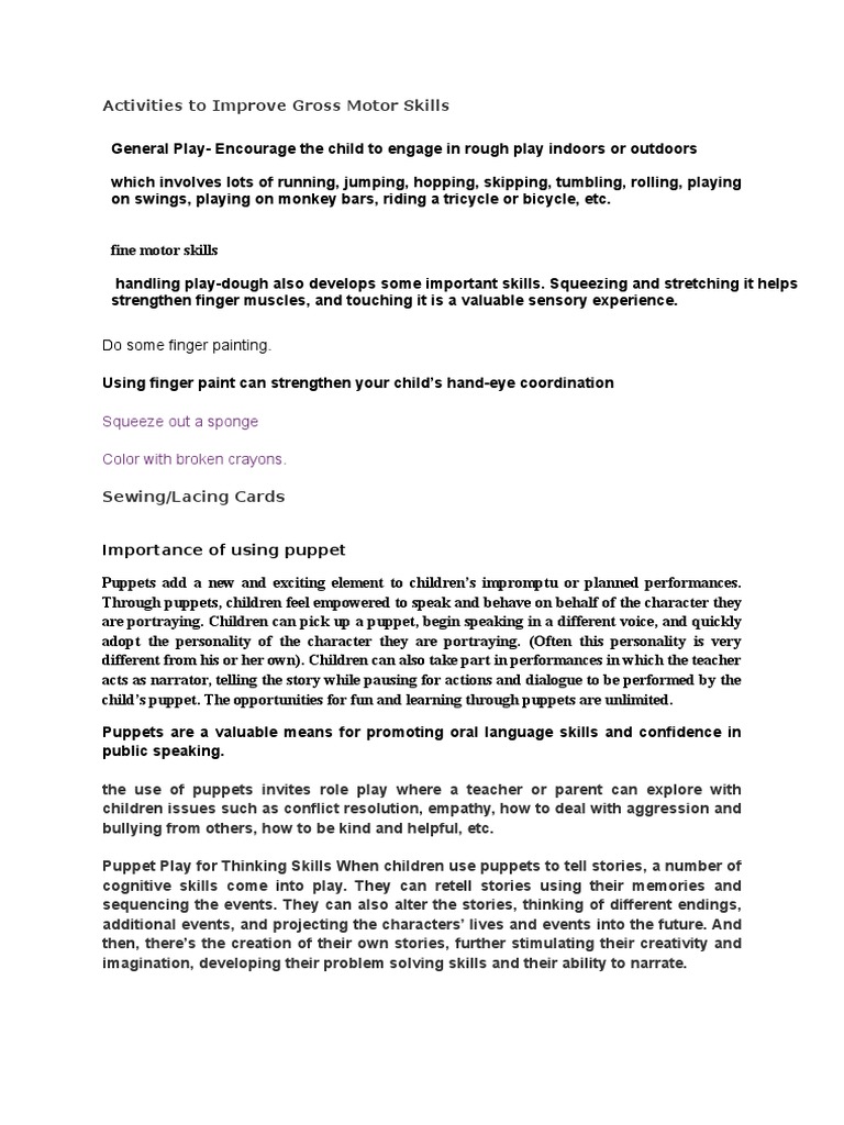 Gross Motor Skills Development Activities | PDF | Learning Disability ...