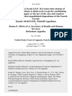 Kannie McKenzie v. Donna E. Shalala, Secretary of Health and Human Services, 33 F.3d 52, 4th Cir. (1994)