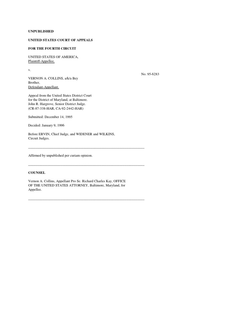 Unpublished United States Court of Appeals For The Fourth Circuit PDF