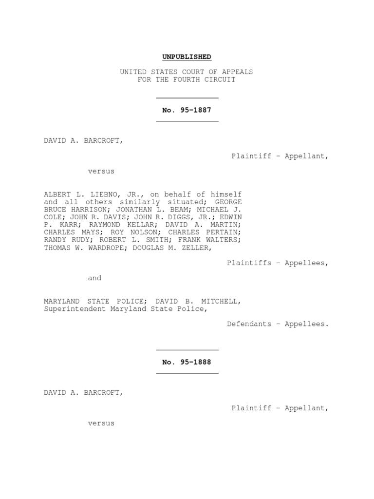 Barcroft v. Maryland State Police Appeal | PDF | Politics | Social Science