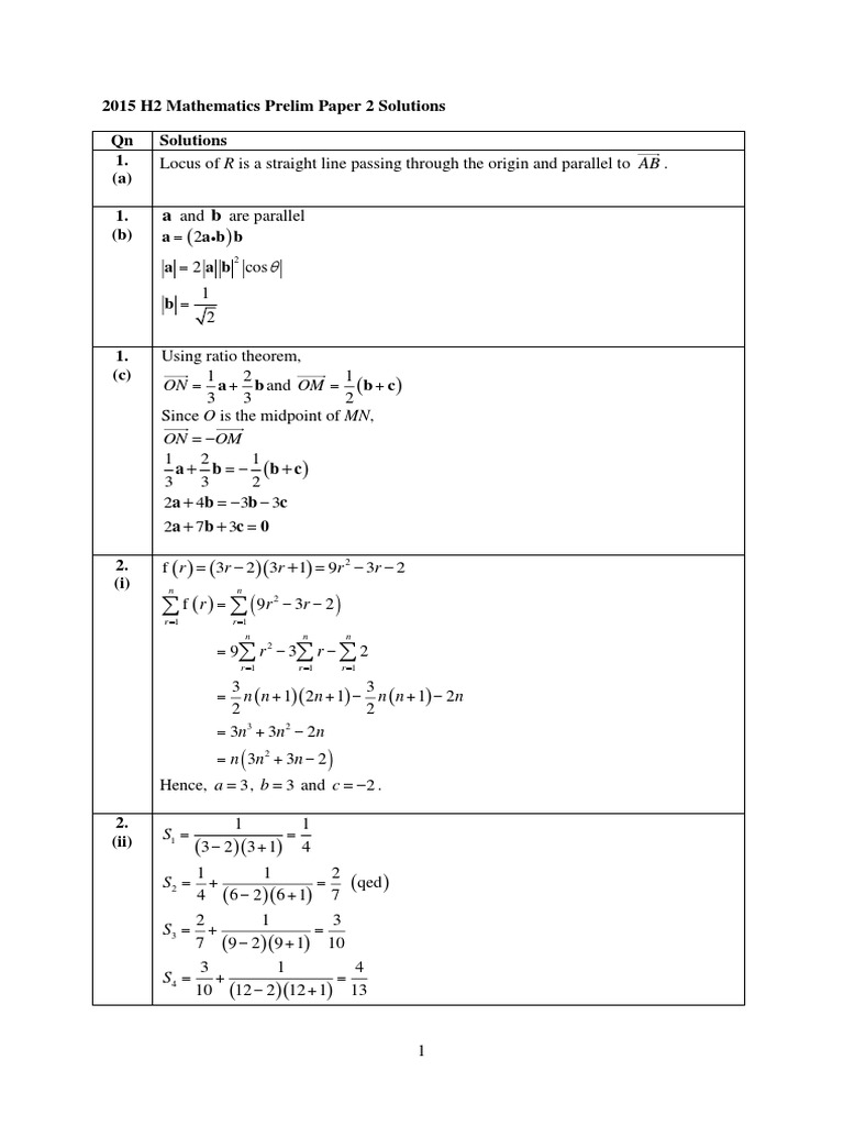 2015 H2 Math Paper 2 Solutions | PDF | Correlation And Dependence ...