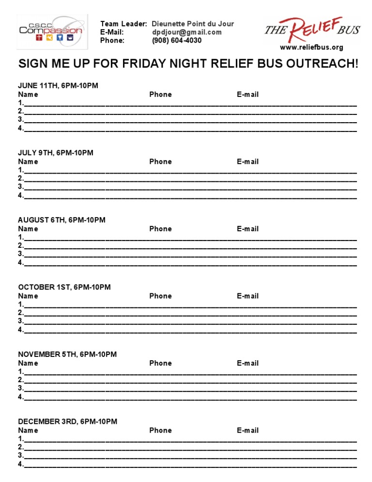 Sign Up for Friday Night Relief | PDF