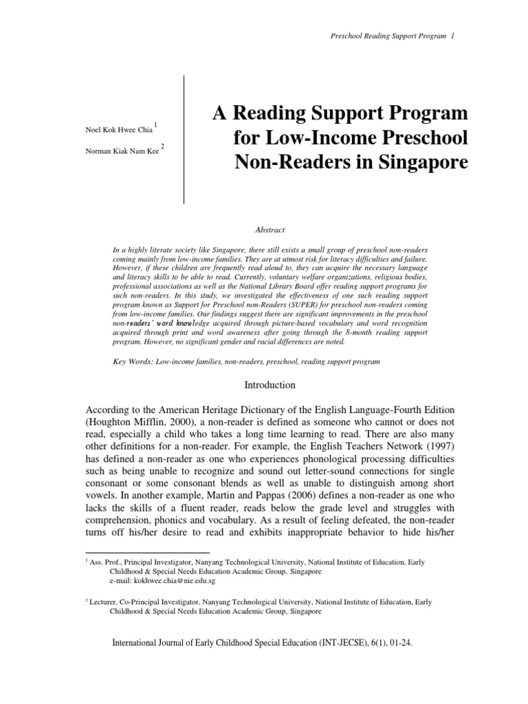 Journal Non Readers in Singapore | PDF | Literacy | Student's T Test