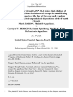 Mark Baron v. Carolyn W. Hodgins Susan Spielberg, Phyllis C. Katz, 914 F.2d 247, 4th Cir. (1990)