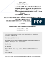 Janie Sykes v. Director, Office of Workers' Compensation Programs, United States Department of Labor, 908 F.2d 968, 4th Cir. (1990)