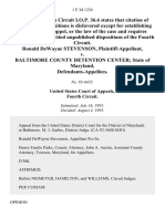 Ronald Dewayne Stevenson v. Baltimore County Detention Center State of Maryland, 1 F.3d 1234, 4th Cir. (1993)