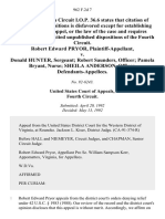 Robert Edward Pryor v. Donald Hunter, Sergeant Robert Saunders, Officer Pamela Bryant, Nurse Sheila Anderson, Officer, 962 F.2d 7, 4th Cir. (1992)