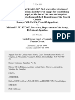 Romey Coleman v. Michael P. W. Stone, Secretary, Department of The Army, 7 F.3d 222, 4th Cir. (1993)