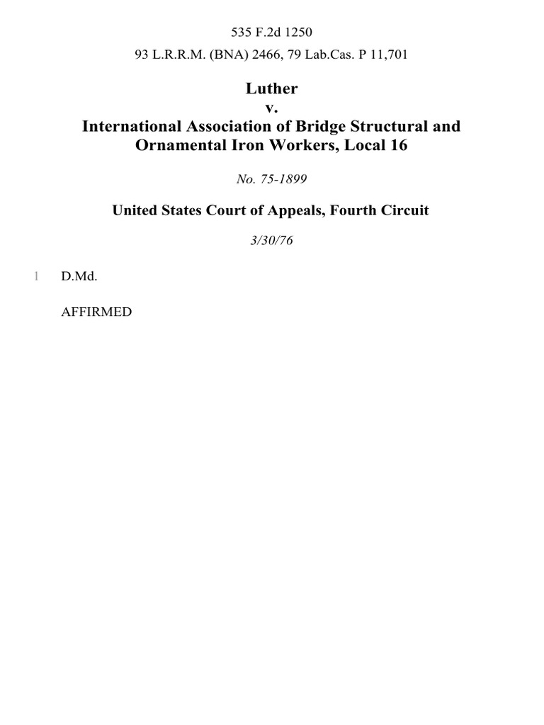 Luther v. International Association of Bridge Structural and Ornamental ...