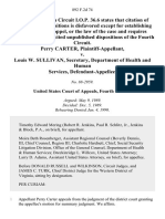 Perry Carter v. Louis W. Sullivan, Secretary, Department of Health and Human Services, 892 F.2d 74, 4th Cir. (1990)