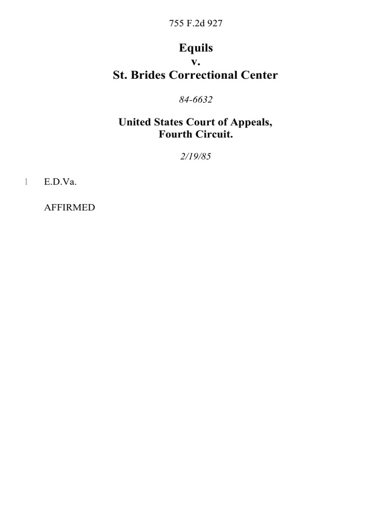 Equils v. St. Brides Correctional Center United States Court of Appeals, Fourth Circuit PDF