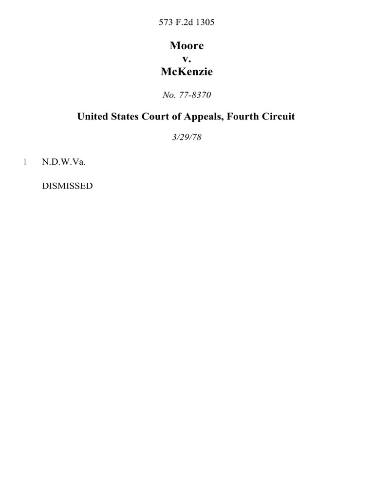 Moore V. Mckenzie United States Court of Appeals, Fourth Circuit PDF