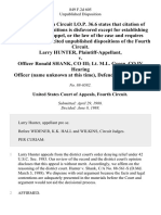 Larry Hunter v. Officer Ronald Shank, Co III Lt. M.L. Green, Co IV Hearing Officer (Name Unknown at This Time), 849 F.2d 605, 4th Cir. (1988)