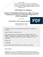 Hubert Franklin, Sr. v. Marco, Incorporated Director, Office of Workers Compensation Programs, United States Department of Labor, 37 F.3d 1493, 4th Cir. (1994)