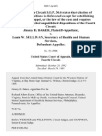 Jimmy D. Baker v. Louis W. Sullivan, Secretary of Health and Human Services, 989 F.2d 491, 4th Cir. (1993)