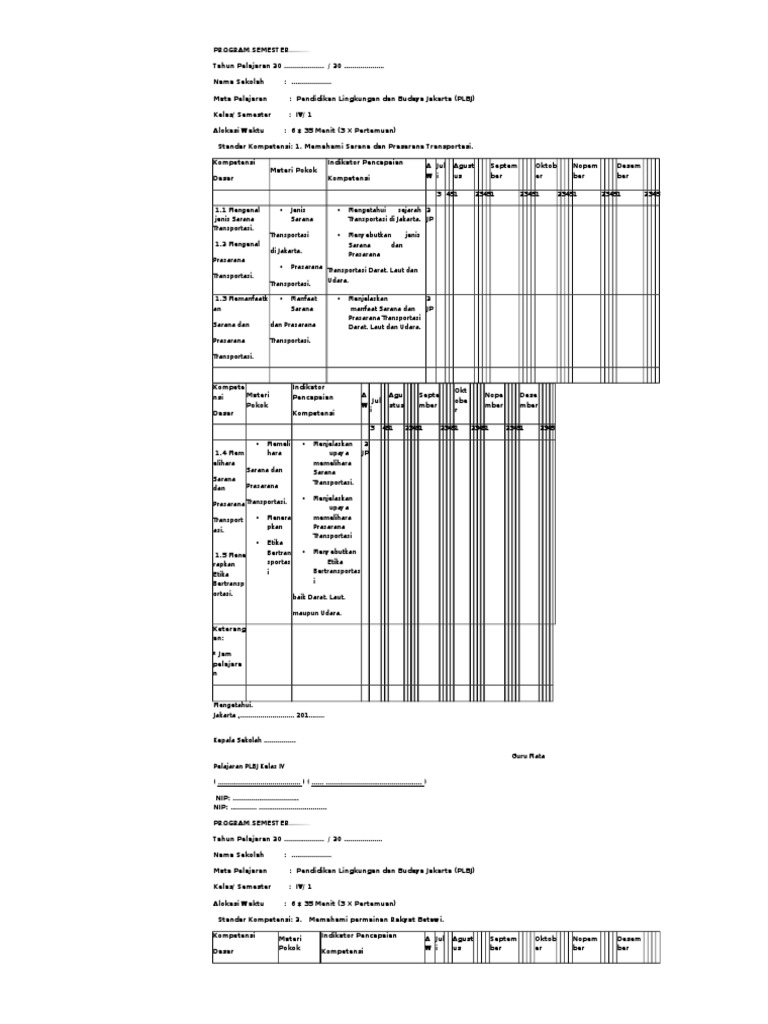 Program Semester Plbj Kls 4 Docx