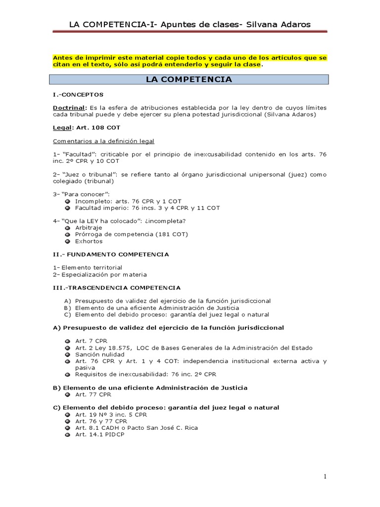 Competencia y Principio de Inexcusabilidad | PDF | Competencia (ley ...