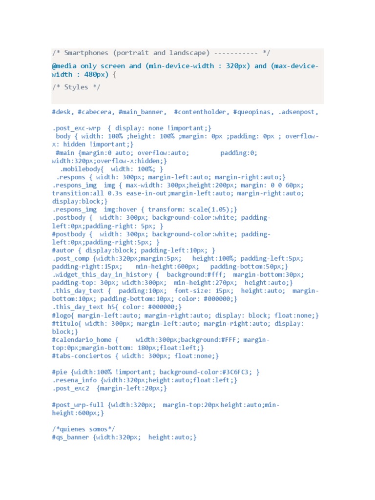 media Only Screen and (MinDeviceWidth 320px) and (MaxDeviceWidth