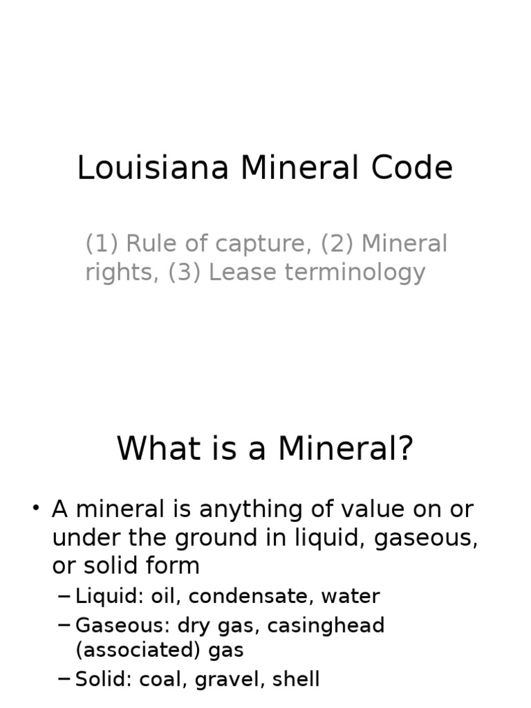 Louisiana Mineral Code PDF Mineral Rights Land Law