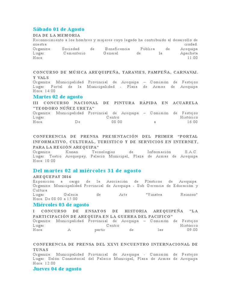 Día de Arequipa PDF Gobierno local Perú