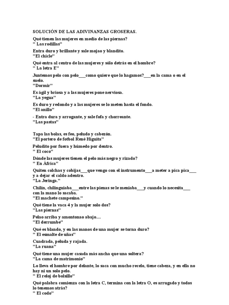 Adivinanzas Picaras Ocio