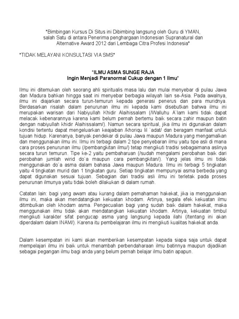 Ilmu Asma Raja untuk Paranormal | PDF | Kesehatan Holistik