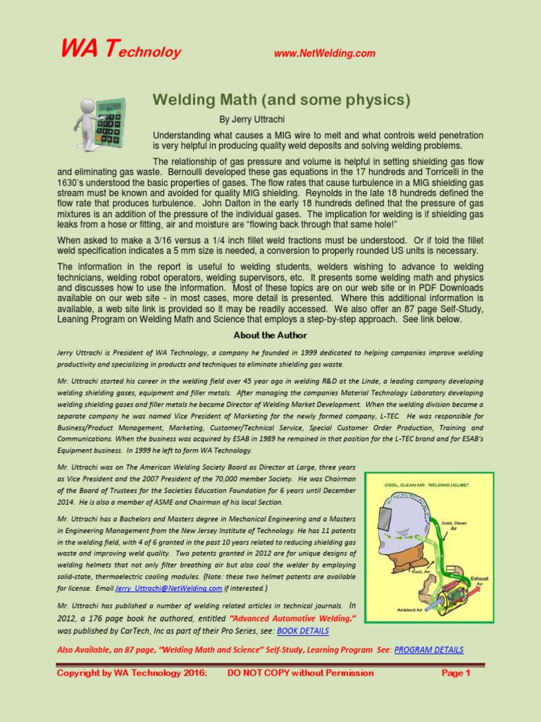 Welding Math (And Some Physics) : Echnoloy | PDF
