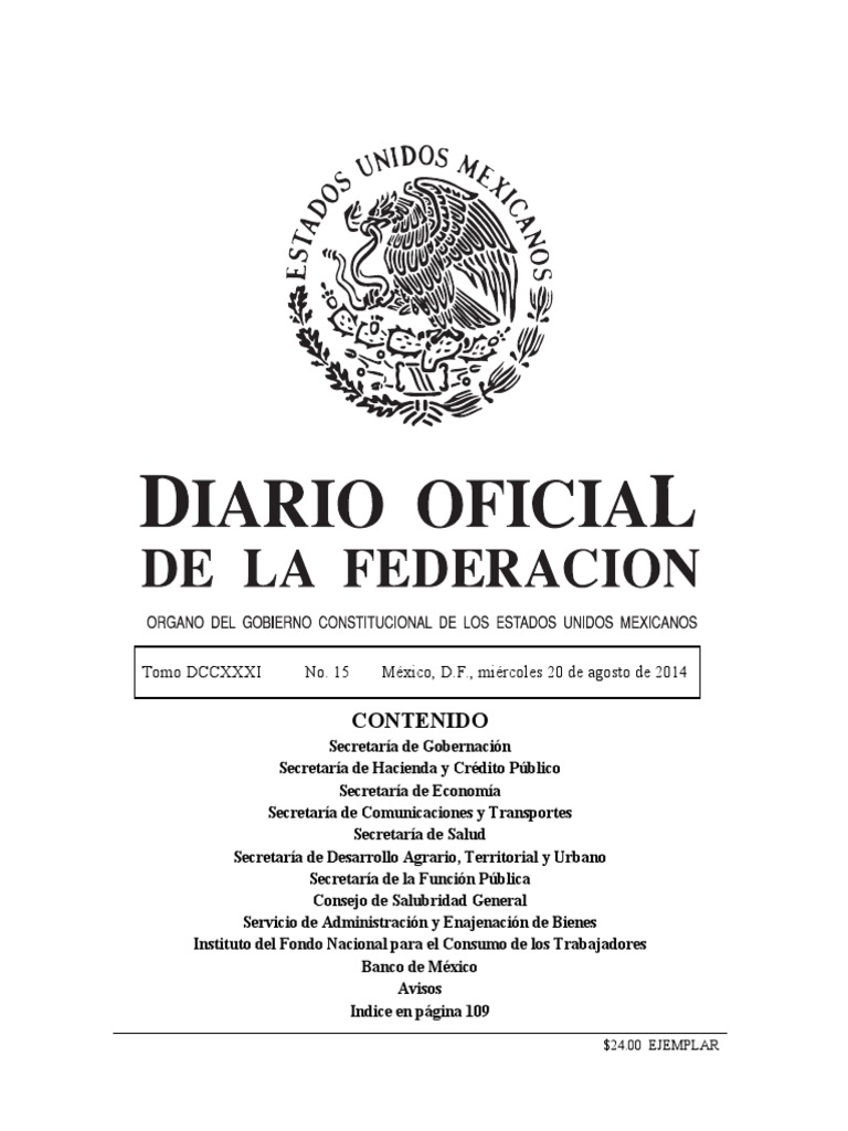Diario Oficial de La Federacion México Ciudad de México
