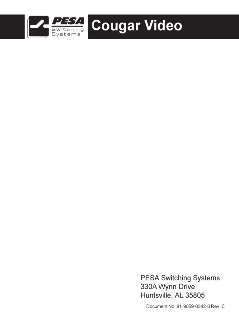 Cougar Analog Video Router Manual Rev C | PDF | Power Supply | Amplifier