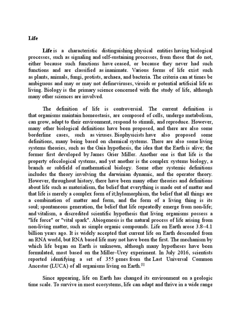 A Comprehensive Overview of Life: Definitions, Origins, Diversity ...