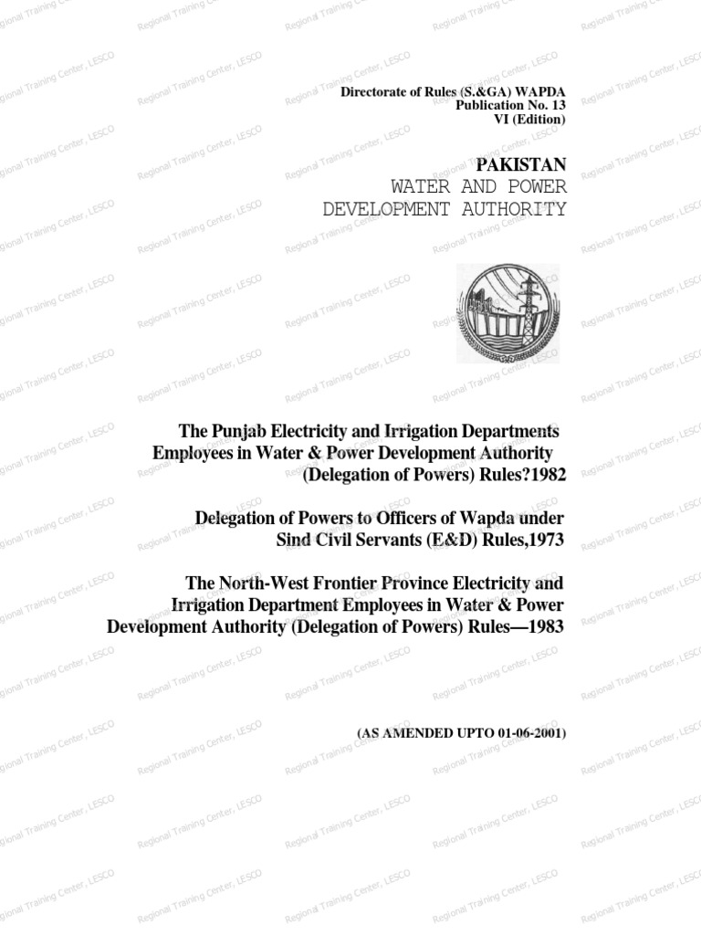 Water and Power Development Authority Directorate of Rules (S.&GA