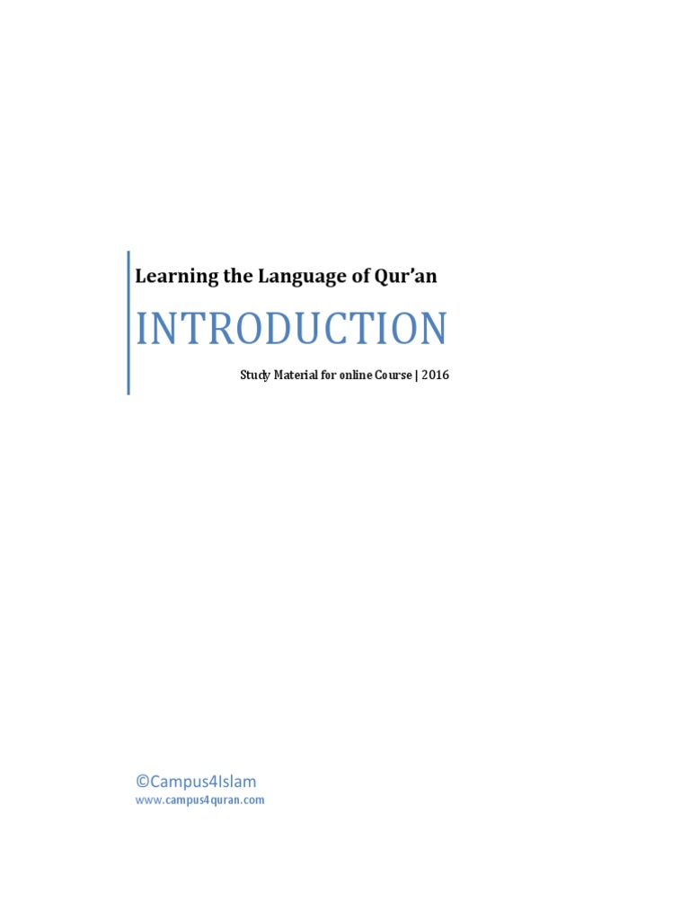 INTRODUCTION To Learning The Language of Quran | PDF | Languages Of ...