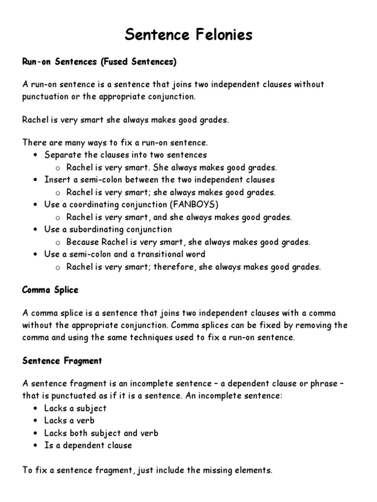 Sentence Felonies Handout PDF